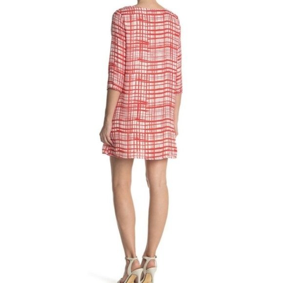 BB Dakota Plaid Boatneck Mini Dress Red Small - Picture 2 of 6